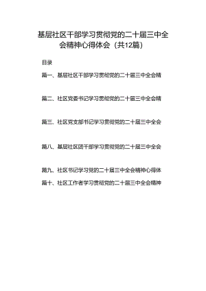 基层社区干部学习贯彻党的二十届三中全会精神心得体会12篇（详细版）.docx