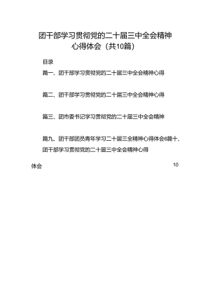 团干部学习贯彻党的二十届三中全会精神心得体会(10篇集合).docx
