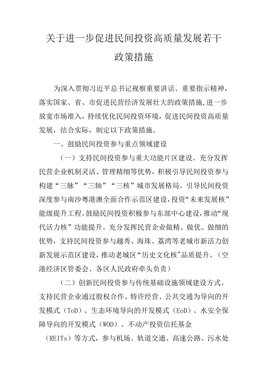 关于进一步促进民间投资高质量发展若干政策措施.docx_第1页