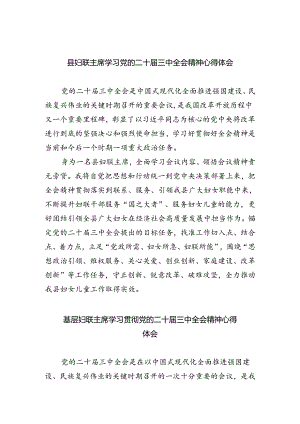 县妇联主席学习党的二十届三中全会精神心得体会（共8篇）.docx
