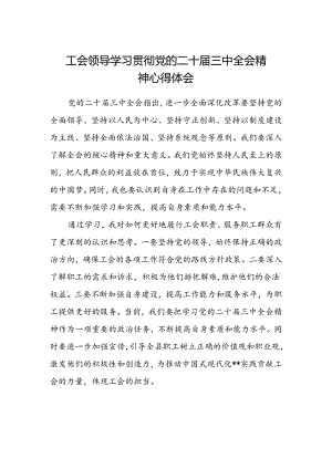 工会领导学习贯彻党的二十届三中全会精神心得体会.docx