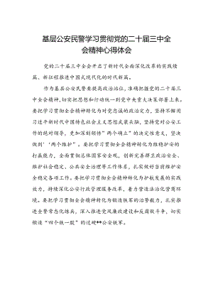 基层公安民警学习贯彻党的二十届三中全会精神心得体会.docx