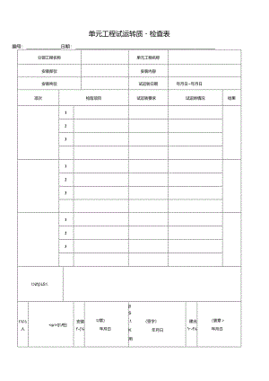 单元工程试运转质量检查表.docx
