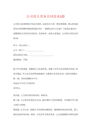 公司用人劳务合同范本3篇.docx