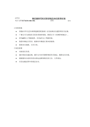 047.售后服务司机任职资格及岗位职责标准.docx