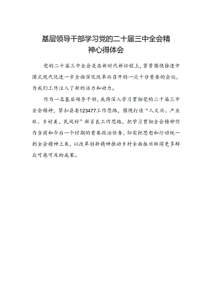 基层领导干部学习党的二十届三中全会精神心得体会.docx