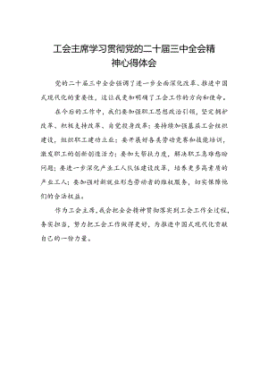 工会主席学习贯彻党的二十届三中全会精神心得体会.docx