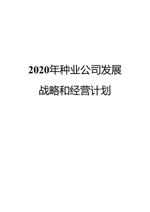 2020年种业公司发展战略和经营计划.docx