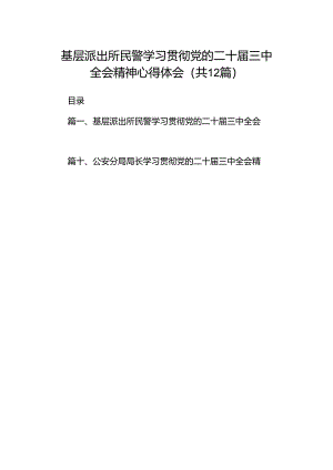 基层派出所民警学习贯彻党的二十届三中全会精神心得体会（共12篇）.docx
