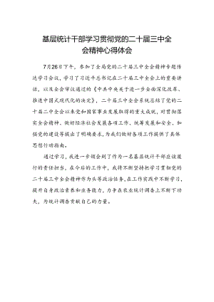 基层统计干部学习贯彻党的二十届三中全会精神心得体会.docx