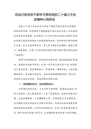 司法行政党员干部学习贯彻党的二十届三中全会精神心得体会.docx