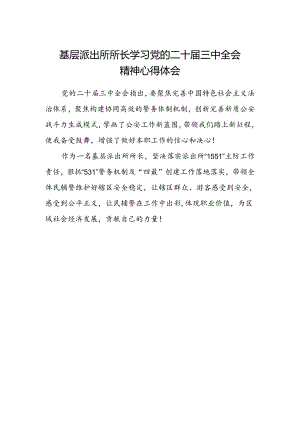 基层派出所所长学习党的二十届三中全会精神心得体会.docx