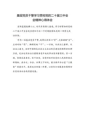 基层党员干警学习贯彻党的二十届三中全会精神心得体会.docx