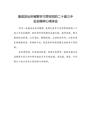 基层派出所辅警学习贯彻党的二十届三中全会精神心得体会.docx