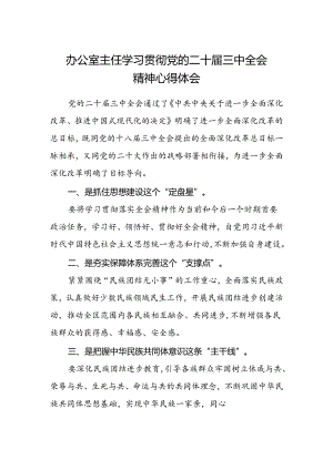办公室主任学习贯彻党的二十届三中全会精神心得体会.docx