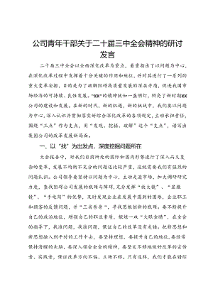 公司青年干部关于二十届三中全会精神的研讨发言.docx