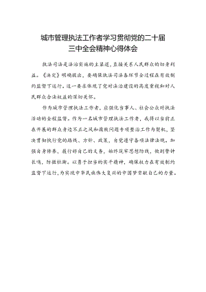 城市管理执法工作者学习贯彻党的二十届三中全会精神心得体会.docx