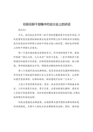 在新任职干部集中约谈大会上的讲话.docx