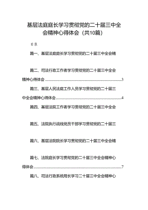 基层法庭庭长学习贯彻党的二十届三中全会精神心得体会10篇（最新版）.docx