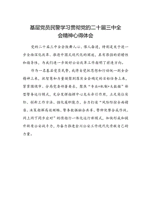 基层党员民警学习贯彻党的二十届三中全会精神心得体会 .docx