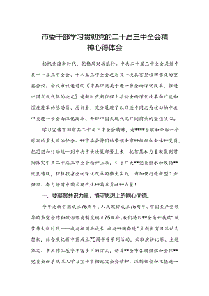 市委干部学习贯彻党的二十届三中全会精神心得体会 .docx