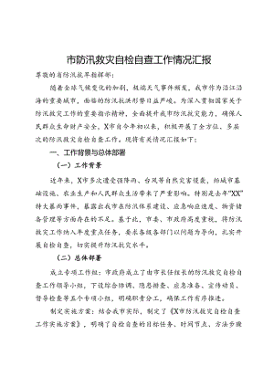 市防汛救灾自检自查工作情况汇报.docx