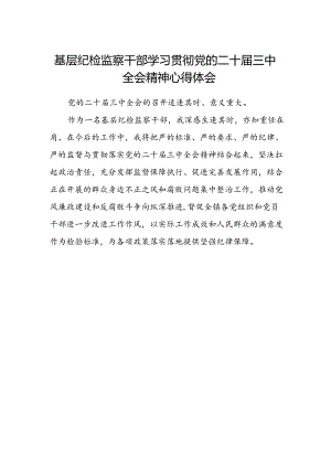 基层纪检监察干部学习贯彻党的二十届三中全会精神心得体会.docx