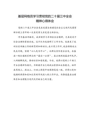 基层网格员学习贯彻党的二十届三中全会精神心得体会.docx