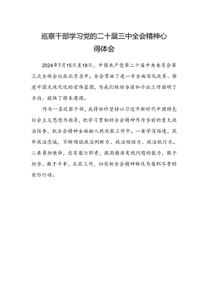 巡察干部学习党的二十届三中全会精神心得体会.docx