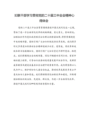 妇联干部学习贯彻党的二十届三中全会精神心得体会.docx