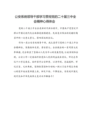 公安系统领导干部学习贯彻党的二十届三中全会精神心得体会.docx