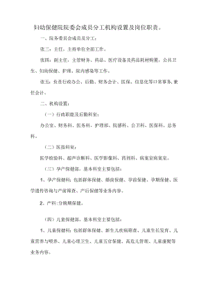 妇幼保健院院委会成员分工机构设置及岗位职责.docx