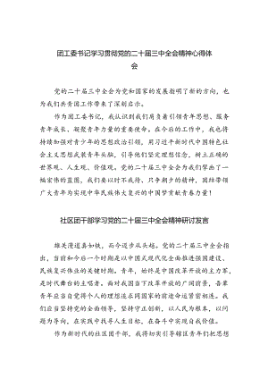 团工委书记学习贯彻党的二十届三中全会精神心得体会（共五篇）.docx