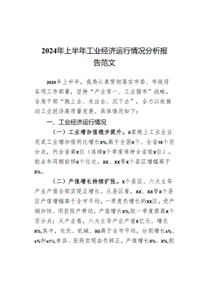 2024年上半年工业经济运行情况分析报告汇报总结.docx