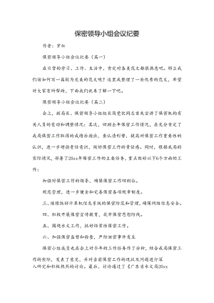 保密领导小组会议纪要.docx