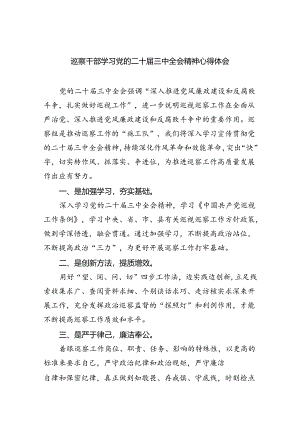 巡察干部学习党的二十届三中全会精神心得体会8篇（最新版）.docx
