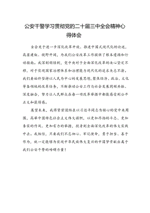 公安干警学习贯彻党的二十届三中全会精神心得体会.docx