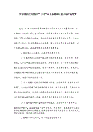 学习贯彻教师党的二十届三中全会精神心得体会2篇范文.docx