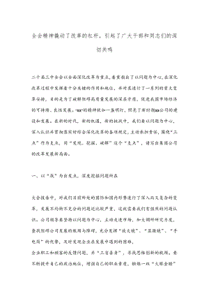 全会精神撬动了改革的杠杆引起了广大干部和同志们的深切共鸣.docx