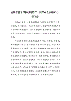 巡察干警学习贯彻党的二十届三中全会精神心得体会.docx