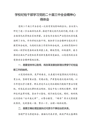 学校纪检干部学习党的二十届三中全会精神心得体会.docx