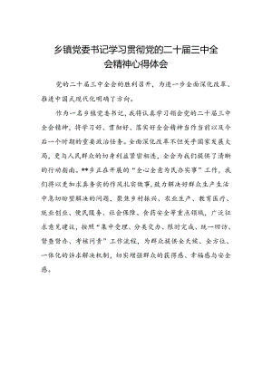乡镇党委书记学习贯彻党的二十届三中全会精神心得体会范文.docx