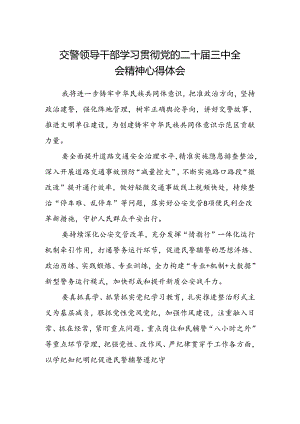 交警领导干部学习贯彻党的二十届三中全会精神心得体会.docx