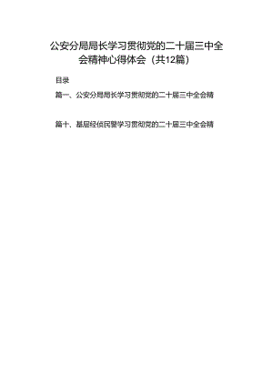 公安分局局长学习贯彻党的二十届三中全会精神心得体会12篇（精选）.docx
