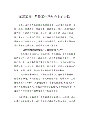 在某某集团阶段工作动员会上的讲话.docx