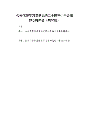 公安民警学习贯彻党的二十届三中全会精神心得体会精选(10篇)样例.docx