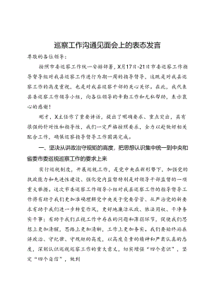 巡察工作沟通见面会上的表态发言.docx