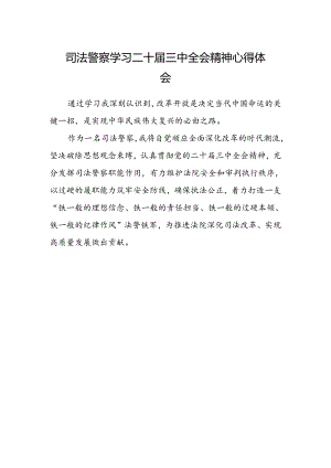 司法警察学习二十届三中全会精神心得体会.docx