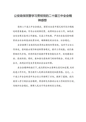 公安政保民警学习贯彻党的二十届三中全会精神感想.docx