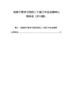 检察干警学习党的二十届三中全会精神心得体会（共10篇）.docx